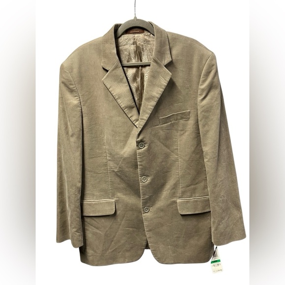 Tasso Elba Menswear Sport Coat Blazer‎ Mens L Tan Corduroy Three Button Cotton